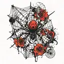 spider and web tattoo design idea