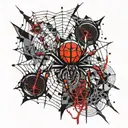 spider and web tattoo design idea