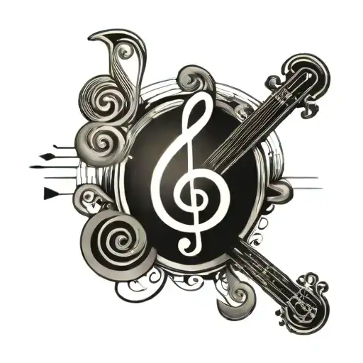 bass clef with music notes  tattoo design idea