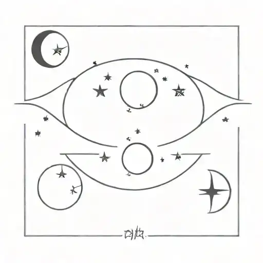 4 different phases of the moon with the north star tattoo design idea