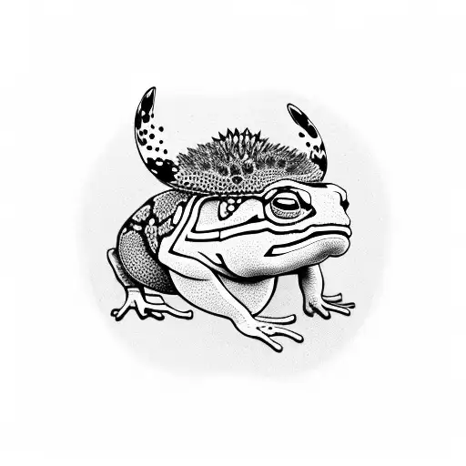 dog licking Australian cane toad  tattoo design idea