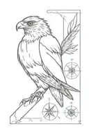 hawk and compass tattoo design idea