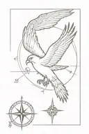 hawk and compass tattoo design idea