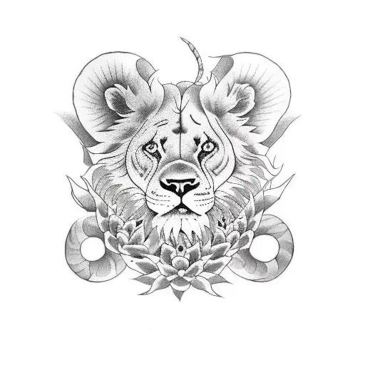 león con sus leonas bebes tattoo design idea