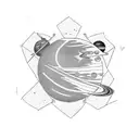 the planets in our solar system in a line with a hexagon background tattoo design idea