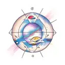 the planets in our solar system in a line with a hexagon background tattoo design idea