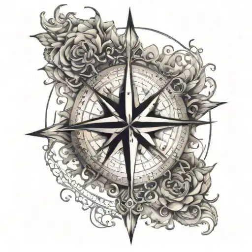 back tattoo sun compass rose tattoo design idea