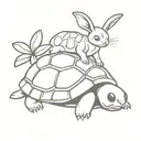 a  turtle with a ladybug and  a bunny   tattoo design idea