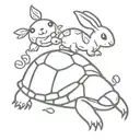 a  turtle with a ladybug and  a bunny   tattoo design idea