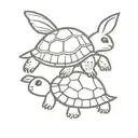 a  turtle with a ladybug and  a bunny   tattoo design idea