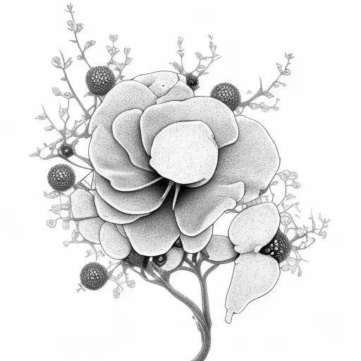 thigh branches gumnut blossom flowers and Willy wag tails  tattoo design idea