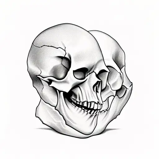 skull and child face with dark light tattoo design idea