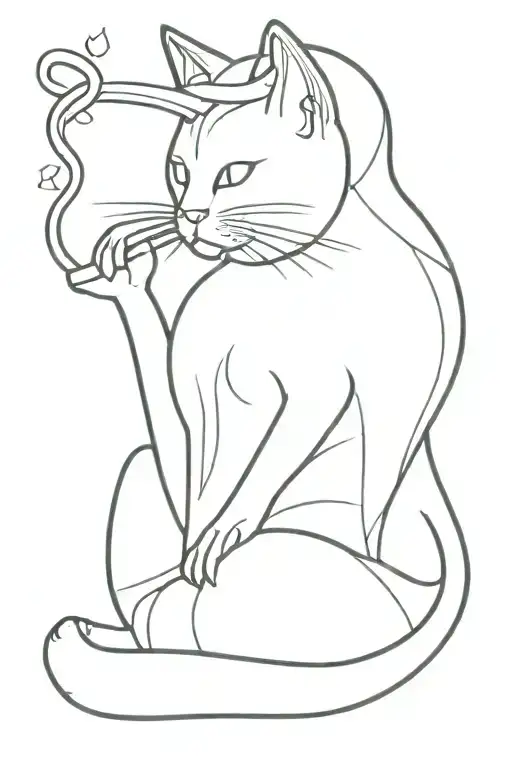 smoking cat tattoo design idea