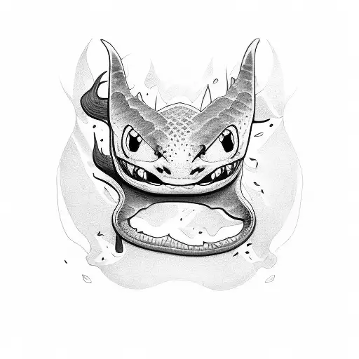 Toothless Outline Temporary Tattoo - BlackInk AI