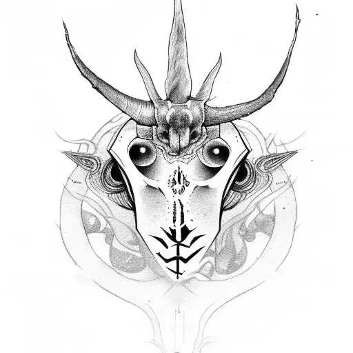 cult of the lamb com caveira tattoo design idea