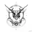 cult of the lamb com caveira tattoo design idea