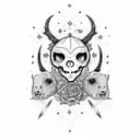 cult of the lamb com caveira tattoo design idea