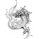open book with dragon flying out tattoo design idea