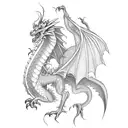 open book with dragon flying out tattoo design idea