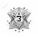 A tatoo with 2 dices with a writing "ALL THE WAY" tattoo design idea