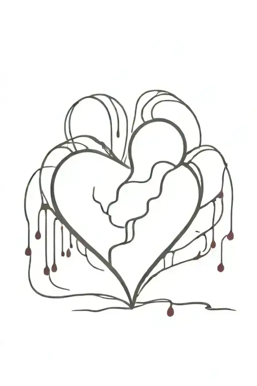 heart tatoo, break, sad, blood dripping tattoo design idea