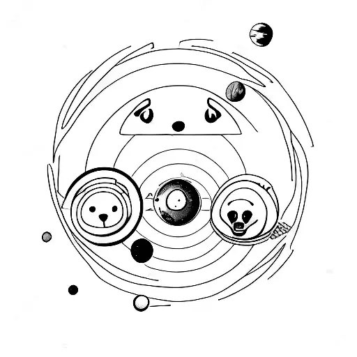 Pluto, solar system, dog tattoo design idea