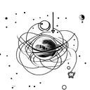 Pluto, solar system, dog tattoo design idea