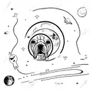 Pluto, solar system, dog tattoo design idea