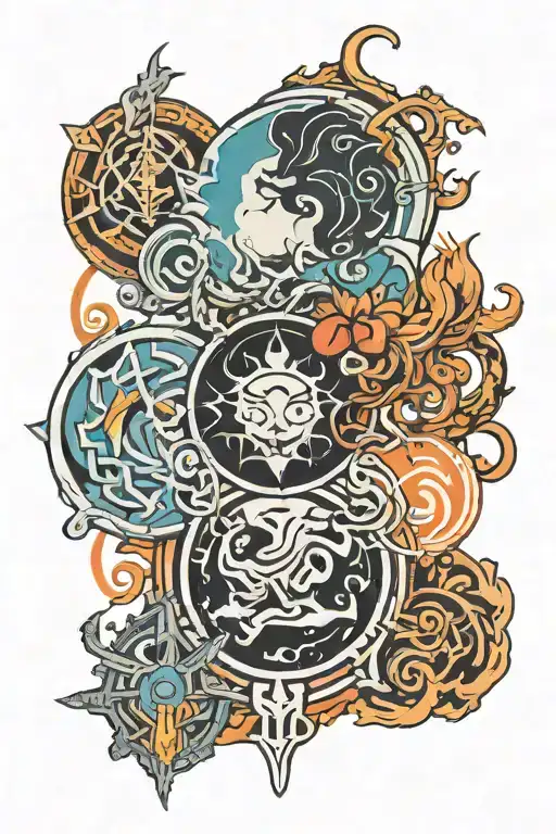 Four Elements representing tattoo design idea