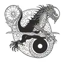dragon wrapped around moon phases simple tattoo tattoo design idea