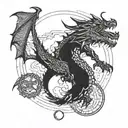 dragon wrapped around moon phases simple tattoo tattoo design idea