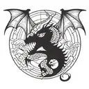 dragon wrapped around moon phases simple tattoo tattoo design idea