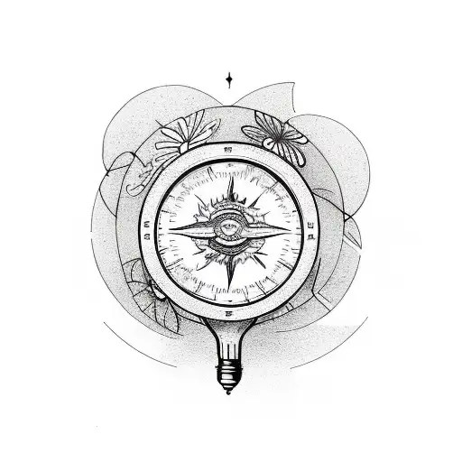  flowers, hour glass, light bulb, compass, earth tattoo design idea