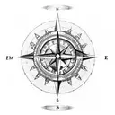 Compass with flowers, hour glass, light bulb, and the continents tattoo design idea