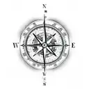 Compass with flowers, hour glass, light bulb, and the continents tattoo design idea