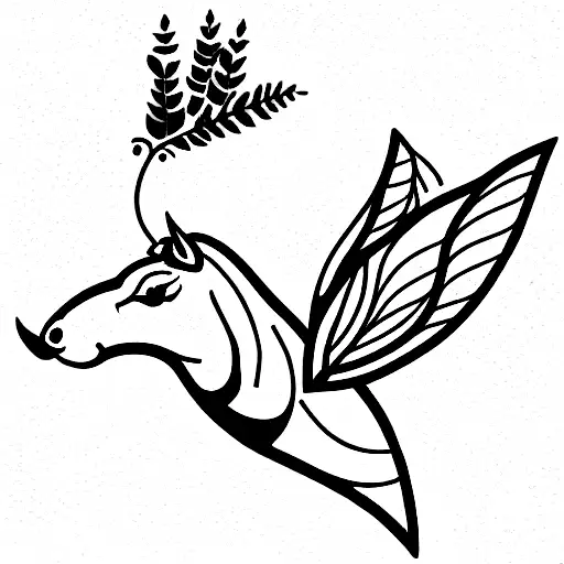 mythical creature with lavander  tattoo design idea