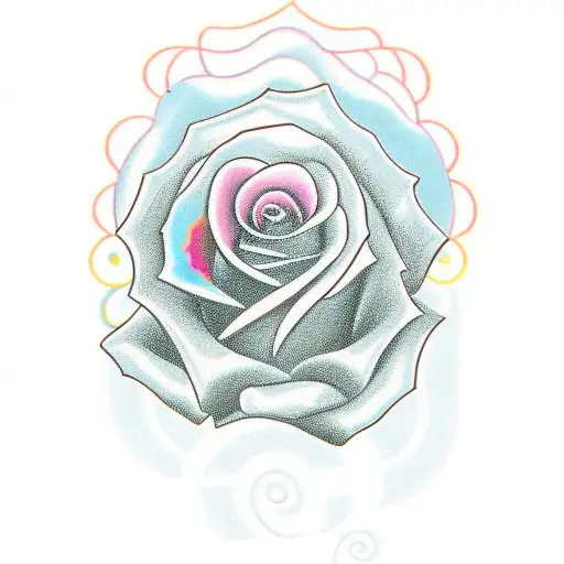 spanish lady comes to me she lays on me this rose..it rainbow spirals around and trembles and explodes tattoo design idea
