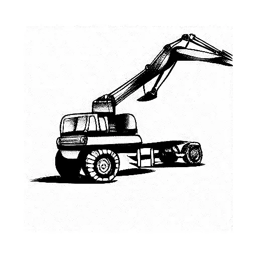 mini excavator loading KAMAZ tattoo design idea