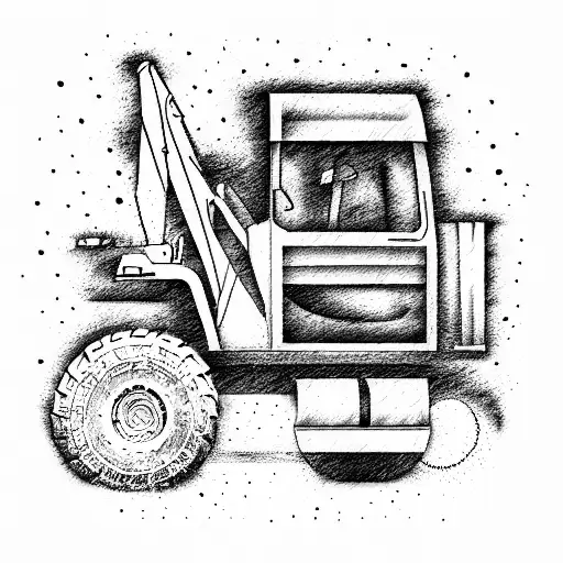 excavator and Kamaz tattoo design idea