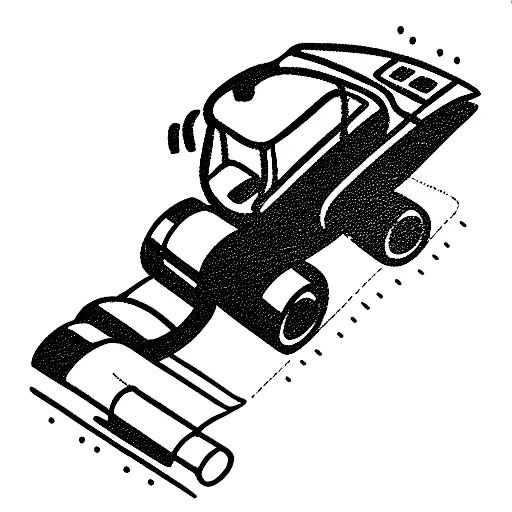 mini excavator loading KAMAZ tattoo design idea