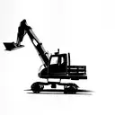 mini excavator loading KAMAZ tattoo design idea