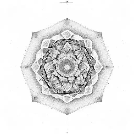 A dotwork mandala with elements of the Maracanã stadium incorporated, representing the harmony between your passions tattoo design idea