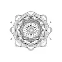 A dotwork mandala with elements of the Maracanã stadium incorporated, representing the harmony between your passions tattoo design idea