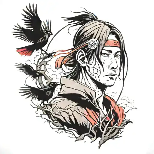 Itachi Uchiha with crows tattoo design idea
