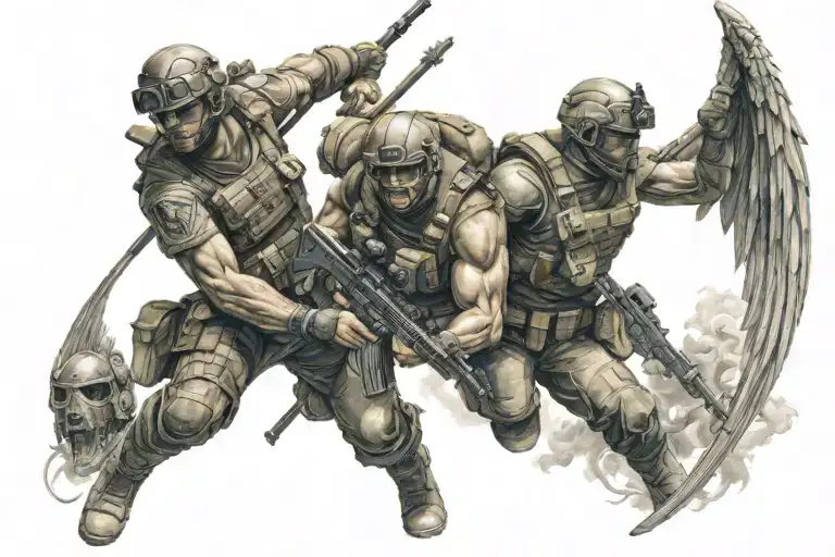 tactical special operator angels fighting demons tattoo design idea