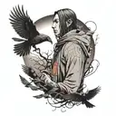 Itachi Uchiha with crows tattoo design idea