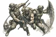 tactical special operator angels fighting demons tattoo design idea