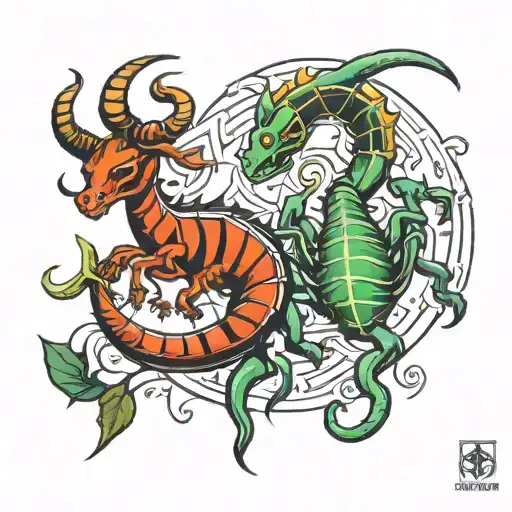 scorpio and taurus zodiac sign tattoo design idea