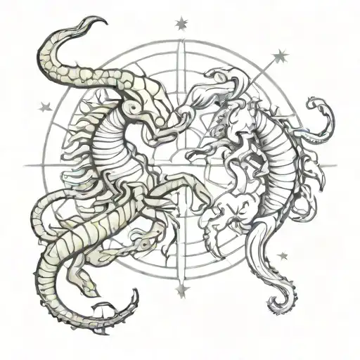 scorpio and taurus zodiac sign tattoo design idea