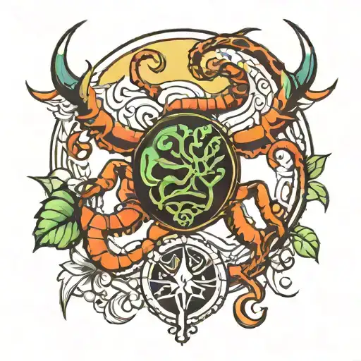 scorpio and taurus symbol tattoo design idea